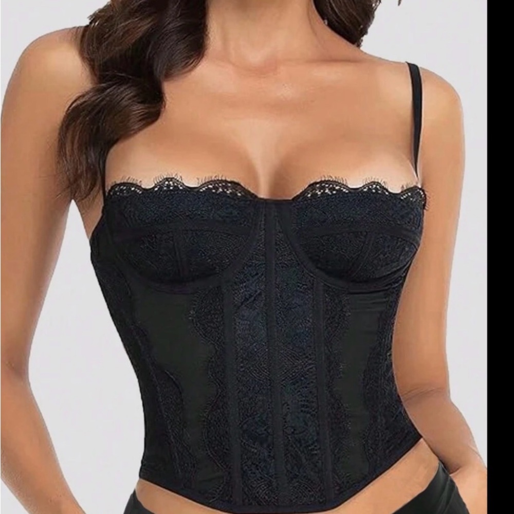 NWT Shein Bae Black Lace Bustier Corset Crop Top/ Lingerie – Size S (4)